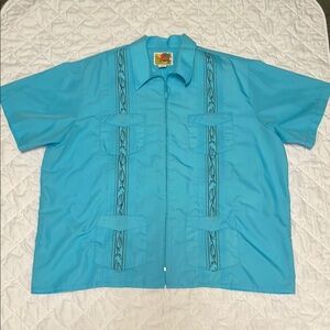 Haband Men's Guayabera Shirt 2XL
Turquoise Cuban Style shirt